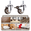 Miniatyrbilde 4 av 5: M8 gjengede stamgummistøttehjul for håndtralle, arbeidsbord, møbelhjul, 1,5 tommer, gjengediameter: 8 mm, lengde 20 mm, 2 stk Wi - Perfekt