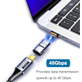 Miniatyrbild 4 av 5: 2 st USB C magnetiska adaptrar, PD 140W, 40 Gbps dataöverföring, magnetisk USB-C-adapter, typ C magnetisk kontakt för bärbar dator, telefon, HDTV