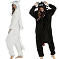 Pikkukuva 1 / 2: Hampaaton lohikäärme Valkoinen Musta Onesie Aikuinen unisex flanelli pyjama Anime Cosplay Kouluttaa lohikäärmeesi yöllä Univaatteet V Yz Valkoinen M  156*165cm White M  156*165cm