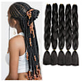 Pikkukuva 1 / 5: Fläta Hår, 24\" Ombre Jumbo Flätor, 5 Paket Fläta Hår, Syntetisk Fiber Hår Extensions för Virka Twist Fläta Hår Svart