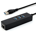 Miniatyrbilde 1 av 4: USB 3.0 Hub, 3 Porter med RJ45 10/100/1000 Gigabit Ethernet Nettverksadapter for Ultrabooks, Laptops, Tablets og Mer