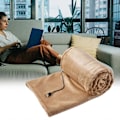 Miniatyrbillede 2 af 5: USB Elektrisk Opvarmet Tæppe Fleece Bærbar Opvarmet Plaid Vinter Varm Sjal UK gul yellow 160*80cm