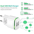Miniatyrbilde 5 av 5: Dobbel USB vegglader med LED-indikator, 2-pakning 2.1A 5V 2-porters universalstrømforsyning for iPhone