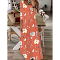 Miniatyrbillede 1 af 5: Moderigtig Elegant printet Kjole Lang Jumpsuit Orange Rød L_paris