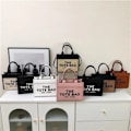 Miniatyrbilde 1 av 4: Vevd veske med stor kapasitet veske håndveske crossbody veske hvit tote bag white the tote bag