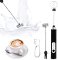 Elektrisk og manuell melkeskummer - Mini visp med dobbelthode - for kaffekrem, cappuccino, latte