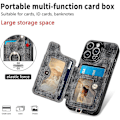Miniatyrbillede 3 af 5: RFID-beskyttende tegnebogsetui Kortholder Ringstativ Mobiltelefonetui til iPhone 15 Pro/15 Pro Max 15 Ultra med håndledsrem Sort Blac...