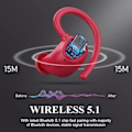 Miniatyrbilde 3 av 5: Paris Trådløse Hodetelefoner, Bluetooth 5.3 Trådløse Ørepropper med Mikrofon, IP7 Vanntette Ørekrok Trådløse Hodetelefoner, Støyreduserende Ørepropper