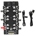 Miniatyrbillede 2 af 5: 6-vejs splitterhub 4PIN PWM hastighedsregulering 3PIN ARGB lysstyring udvidelseskort SATA-interface