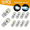 Miniatyrbillede 1 af 3: 10 stk 6000k Canbus T10 168 194 W5w Kupol Nummerplade Sidemarkering LED Pære Hvid