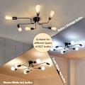 Miniatyrbild 2 av 5: Justerbar Design Ljuskrona för Inomhusbelysning, Svart Finish Semi-Flush Mount för Matsalar, Kök, Vardagsrum, Enkel Installation med 6