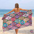 Miniatyrbillede 2 af 5: Mikrofiber Sandfri Strandhåndklæde - Hurtigtørrende Superabsorberende Store Store Tynde Håndklæder Filt til Rejser Pool Svømning Camping Yoga Piger Kvinder