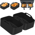Miniatyrbillede 1 af 2: 2 stk silikone gryder til ninja dobbelt airfryer, dobbelt airfryer silikone kurv, airfryer stativ tilbehør til airfryer, ovn og mikrobølgeovn