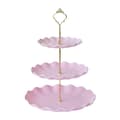 3-vånings dessertställ i plast, cupcake-displaytorn, stor kapacitet, enkel montering för bröllop, tebjudning, heminredning, rosa Pink