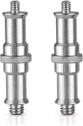 1/4 til 3/8 tommer Metall Hannadapter Gjenget Skrueadapter Spigot Stud for Studio Lysstativ, Adapter, Kulehode, Trådløs Blitsmottaker, 2-pakning