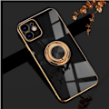 Miniatyrbild 1 av 5: Passar Apple iPhone 15-serien, pläterad fingerhållare, skyddande fodral, svart, iPhone 15 Plus