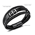 Miniatyrbild 5 av 5: Svart läderarmband för män - Present till män 23cm