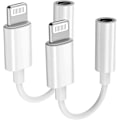 Miniatyrbild 2 av 5: 2-pack Apple Lightning till 3,5 mm hörlursadapterkontakt Aux Audio Hörlurar/Hörlursdongle Stereokabel för Iphone 7/7 Plus/8/8 Plus/x/xs