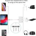 Miniatyrbillede 2 af 5: Lightning-hovedtelefoner til 3,5 mm lydadapter, 3 i 1 ekstra lydadapter