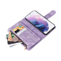 Miniatyrbillede 5 af 5: Etui til Samsung Galaxy S22 5G Læder Flip Case Med Kortholder Penge Lomme Magnetiske Knapper Stativ Stødsikker Lilla A