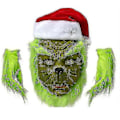 Miniatyrbild 3 av 4: 7 st The Grinch-dräkt Jul Cosplay Vuxen Jultomte-dräkt Outfits Set + Mask A-WELLNGS Mask endast 2XL
