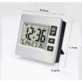Pikkukuva 3 / 5: Digitaalinen herätyskello Pieni pöytä-LCD-kello Keittiöajastin lämpötilan, päivämäärän ja kalenterin kanssa toimistoon ja kotiin - 8,6 cm x 7,7 cm