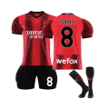 Miniatyrbild 1 av 3: (AC Milan 2023/24 hemmatröja #8 Tonali fotbollströjasatser för barn, vuxna 18(100-110CM)