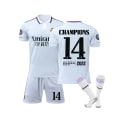 Miniatyrbild 2 av 3: (Real Madrid 2022/23 Home Jersey Champions No.14 Fotbollströja 3-delade kit för barn Vuxna 26(145-150CM)
