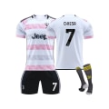 Miniatyrbild 2 av 4: (Juventus 2023/2024 Borttaröja #7 Chiesa Fotbollströja Kit XS(155-165CM)