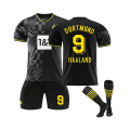Miniatyrbild 1 av 4: (Dortmund 2023/24 Hem #9 Haaland fotbollströjasatser för barn Vuxna 20(110-120CM)