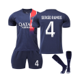 Miniatyrbild 2 av 4: (Paris Saint-Germain 2023/2024 Sergio Ramos #4 hemmafotbollströja S(165-170CM)