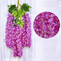 Miniatyrbillede 1 af 5: 12 Krypterede og Forlængede Wisteria Simulering Rør Blomster, Kunstige Bryllupsblomster, Indendørs Dekorative Vægophæng Blomster, Lilla Rød