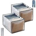 Miniatyrbillede 1 af 3: 2 stk. Jeans Organizer Opbevarings Skuffe Bukser Sammenfoldelig Mesh Garderobe