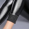 Miniatyrbild 1 av 2: Kvinnor Höst Vinter Håll Varm Slim Läder Leggings Hög Midja Skinny Faux Läder Byxor Kvinnlig Tjock Fleece Pu