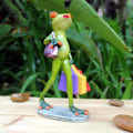 Miniatyrbillede 2 af 5: Frø statue statue sød frø skulptur dame frø shopping holder håndtaske hjem skrivebord badeværelse dekoration