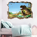 Miniatyrbild 2 av 5: 3D trasig vägg dinosaurie paradis sovrum vardagsrum barnrum väggdekaler dekorativ målning