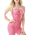 Miniatyrbillede 1 af 4: Kvinder Stropløs Net Bodycon Minikjole Lingeri Hullet Ud Mesh Nattøj Undertøj Rose Red