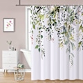 Miniatyrbillede 2 af 5: Blomsterbruseforhæng, Vandtæt, Maskinvaskbar, Hurtigtørrende Polysiloxan Bruseforhæng, 180x180cm, Grøn til Badeværelse eller Toilet