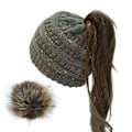 Miniatyrbillede 4 af 5: Vinterhue Strikket Hue Konfetter Varm Pompom Hue Til Kvinder Sort Beige
