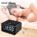 Miniatyrbild 5 av 5: Klockradio med dubbla alarm, digital väckarklocka med 2 USB-laddningsportar, 0-100 % dimbar, justerbar volym, inomhus termometer svart