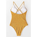 Miniatyrbillede 4 af 5: Kvinder S One Piece Badedragt Ruffle Wrap Tekstureret Strand Badetøj Badetøj Yellow S