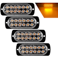 Miniatyrbild 1 av 5: 4 st Ultra Tunna 12LED Nödljus Stroboskopljus Bärnstensfärgad Varningsblinkande Universal Ljus För Bil Fordon Lastbil 12-24V