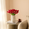 Miniatyrbild 3 av 4: 20 stj konstgjorda tulpaner falska riktiga touch tulpaner blombukett för bröllopsarrangemang heminredning Red