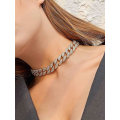 Miniatyrbillede 3 af 5: Rhinestone Curb Cuban Link Chain Choker til kvinder Unisex Cool Hip Hop Miami Cuban Diamond-cut Chain Choker Halskæde ()