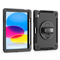 Miniatyrbilde 1 av 5: Svart, Etui for iPad Pro 12.9 2022/2021: Tre-lags støtsikker beskyttende deksel/etui for iPad Pro 12.9 tommer 6./5. generasjon - Penneholder - Roterende
