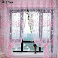 Miniatyrbillede 2 af 2: Blomstrede Voile Gardiner 1 Panel Stanglomme Slot Top Net Vindue Dekoration Pink 100 x 200cm