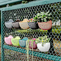 Miniatyrbild 5 av 5: Imitation Rattan Vägg Hängande, Halvcirkelformad Blomkruka Hängande Utan Perforering, Hydroponisk Blomkruka (vit, Stor)