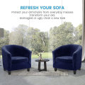 Miniatyrbild 5 av 5: Piece Tub Chair Slipcovers, Upgraderad 2 i 1-design för stretchsammetfåtölj med kuddfodral, halkfria Club Bucket-stolar, sofföverdrag (marinblå deep blue