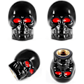 Miniatyrbillede 1 af 4: Sort Skull Style Rustfrit Kobberkerne Truck Motorcykel Cykel Bil Dækventil Stængel Dæksel, 4 Stykker/Æske