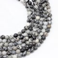 Miniatyrbillede 4 af 5: SKYBEADS Sorte Årede Naturlige Picasso Jaspis Perler til Smykkefremstilling 6mm Længde 38-40cm Ca. 60 Stk